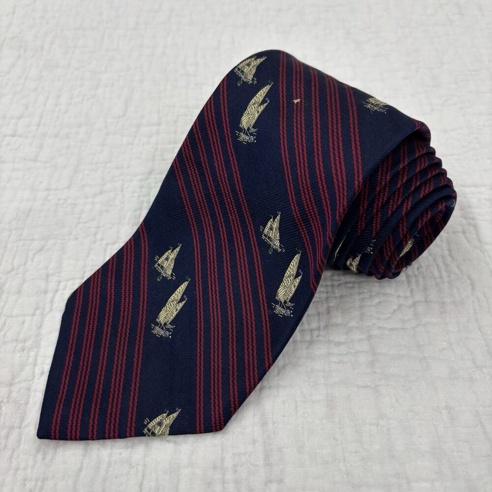 Vintage Polo Ralph Lauren Mens Tie Silk Handmade Sailing Made In USA